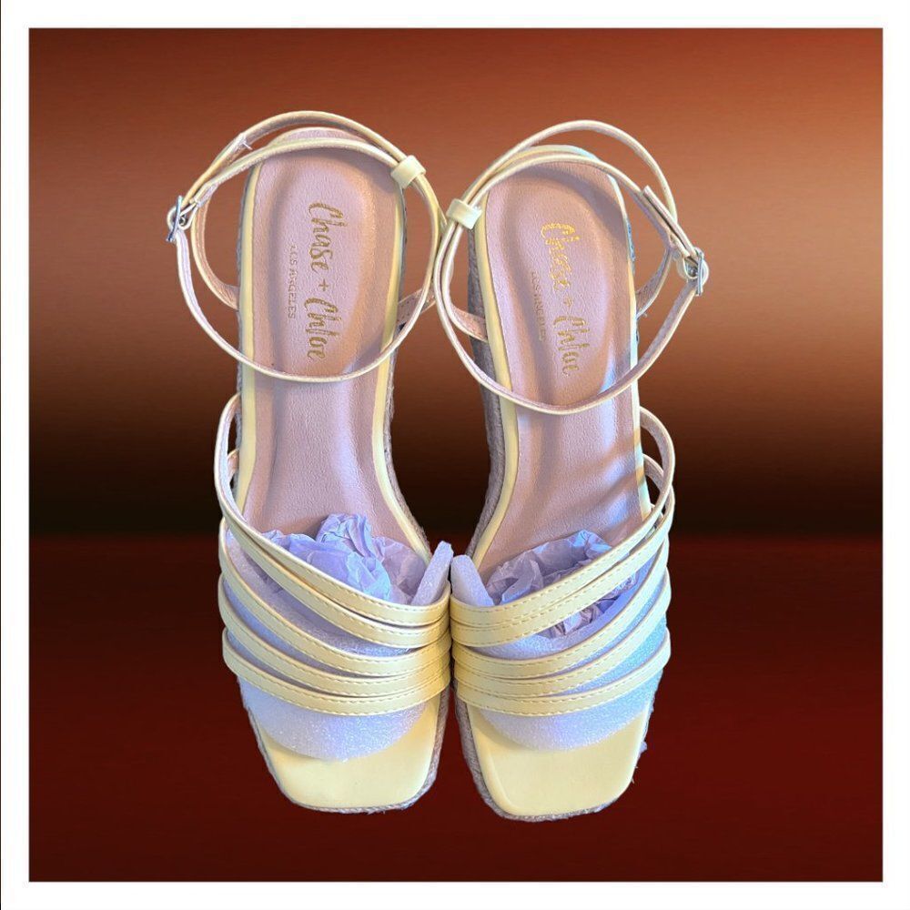 Chase & Chloe Cordelia Platform Wedge Espadrille Heels in Yellow - Sz. 10 - NWB! - Picture 2 of 10